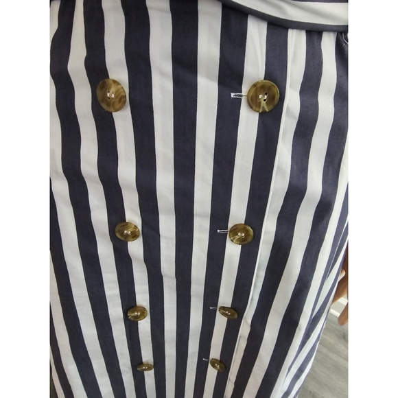 Court & Rowe Blue & White Striped Tie Waist Sleeveless Midi Shirt Dress Size 6 - Picture 4 of 8